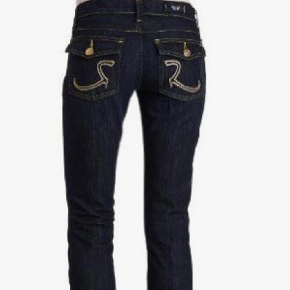 Rock & Republic “KURT” dark blue boot cut with flapped pockets Size 27.
